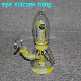 Straight Hookah Eye Silicone Bong Tobacco Smoking Percolators Removable Beaker unbreakable Glass Water Pipes Dab Rigs Recyclers With bowl For dry herb