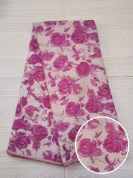 5Yards/Lot Good Sale White Velveteen Lace Fabric African Soft Velvet Material Fuchsia Flower Style For Dressing JL7