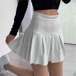 Women High Rise Pleated Mini Skirt With Zip-side Fastening 6 Colours Raw Hem Stretch Skirts 210529