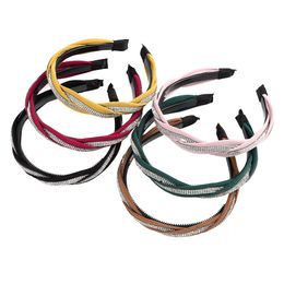 Fashion Rhinestone Elastic Hair Hoop Autumn Solid Colour Braided Headband Ladies Hair Accessories Exquisite Decoration