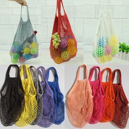 Fashion String Shopping Fruit Vegetables Grocery Bag Shopper Tote Mesh Net Woven Cotton Shoulder Bag Hand Reusable Grocery Bags DHL WX9-365