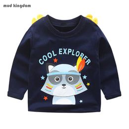 Mudkingdom Baby Boys Long Sleeve T-Shirts Fashion Cartoon Dinosaur Cotton Children Tops Kids Clothes 210615