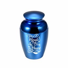Five Colours Are Available Aluminium Cremation Jar Pendant Metal Pet Ashes Memorial Human Urn 70x45 With Gift Velvet Bag