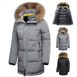 6Xl Men Winter Casual Long Thick Fur Collar Hooded Parkas Jacket Coat Men Autumn Fashion Warm Windproof Pocket Hat Parka Men 211014