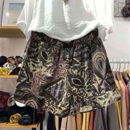 Arrival Summer Korean Style Women Loose Casual Elastic Waist Harem All-matched Pants Plaid Print Cotton Linen Shorts W37 210512