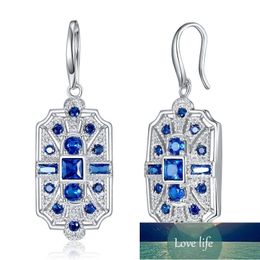 Fashion Art Deco Blue Stone Drop Dangle Earrings Hook Earring CZ Women Charm Bridal Engagement Wedding Jewelry Gift Factory price expert design Quality Latest Style