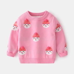 2021 Baby Girl Sweater Winter Christmas Sweater Kids Knitwear Jersey Double Layers Cartoon Print Pullover Toddler Kids Clothing Y1024