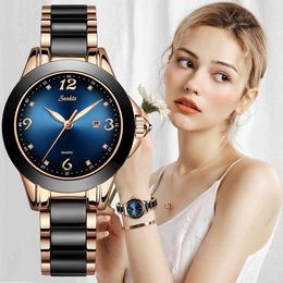 SUNKTA Fashion Women Watches Rose Gold Ladies Bracelet Watches Reloj Mujer Creative Waterproof Quartz Watches For Women 210517