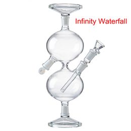 -Infinity Waterfall Cachonda Gravedad Universal Gravedad Vidrio de vidrio Bongs Reciclador Dab Rigs Diseño de reloj de arena 14 mm Junta femenina con tazón WP2182