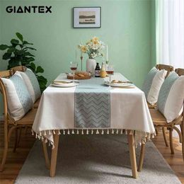 GIANTEX Tassel Table Cloth Cotton Arrival cloths Dining Cover Obrus Tafelkleed mantel mesa nappe 210626