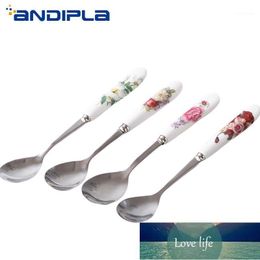 Spoons 2pcs/Lot Creative Ceramic Stainless Steel Long Spoon Coffee Home Tableware Accessories Desserts Ice Cream Soup Scoops Gift1 Factory price expert design
