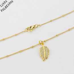 Pendant Necklaces LINDA Design Gold-plated Full Zircon Leaf Shape Necklace Light Luxury Fashion Style Jewellery Gift