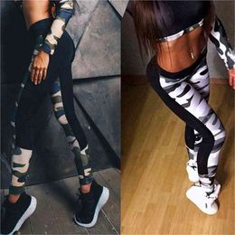 Leggings Spring Fitness Women Workout Pants Summer Sporter Skinny Camouflage Elastic Slim Casual 210925