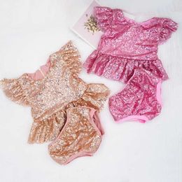 Sequins Baby Girl Outfits Flare Sleeve Summer Fashion 2PCS Clothing Sets for Boy Clothes 0-2Y E047 210610