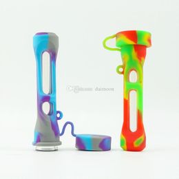 Removable 3.6inches Colourful Silicone Smoking easy to Clean Hand Tobacco Pipe Oil Rigs Glass Bongs hookahs