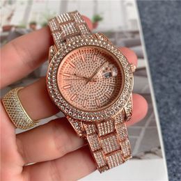 Brand Watches Men Women Crystal Diamond Style Steel Metal Band Quartz Wrist Watch Clock X148