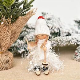 Christmas decoration wooden girl hat scarf ski tassel ornament pendant family decor girls child Xmas gift LLB12513