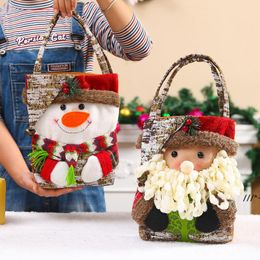 NEW3 Styles 28.5*23cm Christmas Handbag Decorations Gift Candy Bags Santa Claus Elk Doll Cloth Tote Bag Ornaments Decoration LLF11667