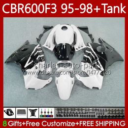 Bodys +Tank For HONDA CBR600 CBR 600 F3 FS CC 600F3 95-98 Bodywork 64No.52 600FS 600CC CBR600F3 95 96 97 98 CBR600-F3 CBR600FS 1995 1996 1997 1998 White black Fairing Kit