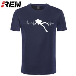 REM Scuba Dive Heart Beat Best Gift for Diver T-Shirts Summer Short Sleeves Soft Mens Tee Shirts Pure Cotton T Shirts 210329