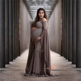 Maternity Po Shoot Long Dresses Baby Shower Stretchy Pregnant Woman Pography Props Dress 210922
