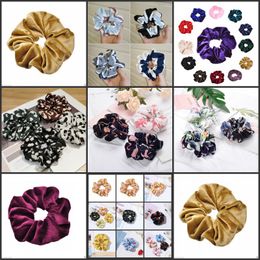 117 styles Lady girl Hair Scrunchy Ring Elastic Hair Bands Pure Colour Leopard plaid Large intestine Sports Dance Scrunchie Hairband 615 Y2