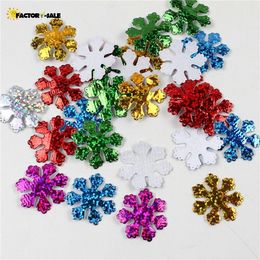 100pcs/pack 30mm Christmas Snowflake Felt Padded Appliques for Headwear Hairpin Crafts Wedding Decoration DIY Accessories FM21
