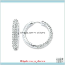 Jewelryhinged Creole Hoop Earrings For Women Men White Cubic Zirconia Round Sier Fashion Good Jewellery Gifts & Hie Drop Delivery 2021 Fyrh4