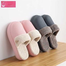 Women Men Platform Slippers Warm Plush Waterproof Shoes Lovers Indoor Slipper Removable Pad Thick Sole Female Male Home Slides 211110 GAI GAI GAI