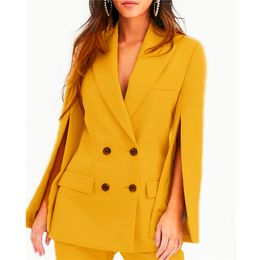 Candy Colours Suit Blazer Jacket Women Fashion Long Sleeve Split Coat Elegant Double Breasted Suits Female Ladies 210430