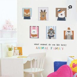 Wall Stickers Funny Animal Portrait Art For Office Shop Cinema Kids Room Home Decoration Cartoon Safari Mural Diy Pvc Decals