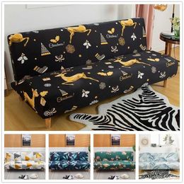 Christmas Deer Elastic Sofa Bed Cover without Armrest Spandex Tight Wrap Folding Slipcover Furniture Protector for Living Room 211207