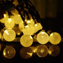 Solar string lights 40 50 60 LED bubble beads UL light outdoor Christmas decoration flashing night many Colours 2021