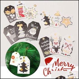Christmas Decorations Festive & Party Supplies Home Garden Paper Card Cute Printing Tree Ornaments Hanging Label Santa Hang Tag Pendant Drop