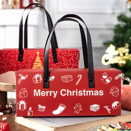 StoBag 5pcs Christmas Year Gift Packaging Handle Boxes Handmade Candy Cookies Packaging Supplies Specially Party Event 210602