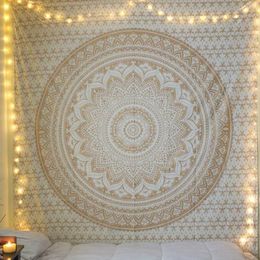 CAMMITEVER Large Mandala Indian Tapestry Wall Hanging Bohemian Beach Towel Polyester Thin Blanket Yoga Shawl Mat 210x150cm 210609