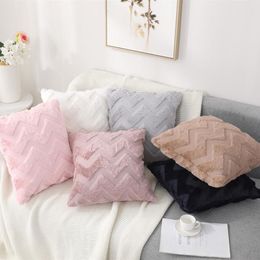 Cushion/Decorative Pillow Plush Decorative Cushion Cover Pillowcase Sofa Living Room Decoration Solid Color Home Furnishings 45x45cm