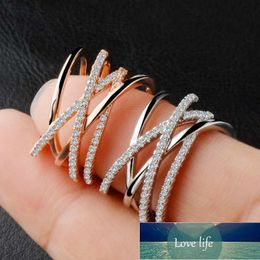 Geometric Line Crystal Ring Silver Color Rings For Women Anel Rose Gold Color Jewelry Anillos Jewellery Aneis Anillo Love Gift Factory price expert design Qualit