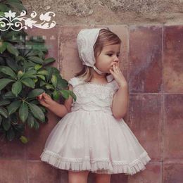 Spanish Toddler Girls Lolita Lace Dress+ Shorts+hat for Kids Lovely Ruffles Tiered Princess Dress Boutique 3pcs set 210529