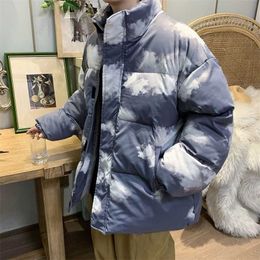 Privathinker White Cloudy Thicken Men Winter Coat Oversize Parkas Harajuku Korean Style Male Warm Jackets Stand Collar Clothing 211214