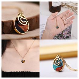 Pendant Necklaces Collar Choker Handmade Resin Wood Pendants Necklace Charm Stainless Steel Chain For Women Lady Jewelry Kolye Colar