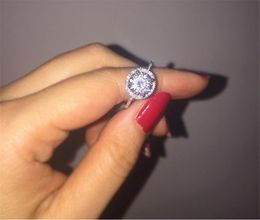 Classic Female Wedding Engagement 1.2CT Round Diamond Jewellery Charm White topaz Gemstone Boho Small rings For Women Wholesale