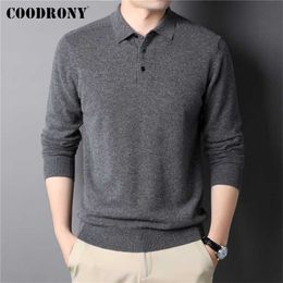 COODRONY Winter Business Casual Turn-down Collar Thick Warm Sweater Men Top Quality 100% Merino Wool Cashmere Pullover Man C3161 211221