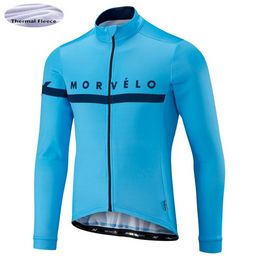 Morvelo Winter Thermal Fleece Cycling Jersey long sleeve Ropa ciclismo hombre Bicycle Wear Bike Clothing maillot Ciclismo