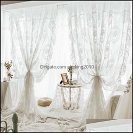 Curtain & Drapes Home Deco El Supplies Garden Mcao High Grade European Embroidered Sheer Rod Pocket Window Treatment Voile Panel For Bedroom