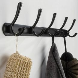 Wall Mount Hook Hanger Coat Towel Hat Clothes Rack Bathroom Kitchen Black