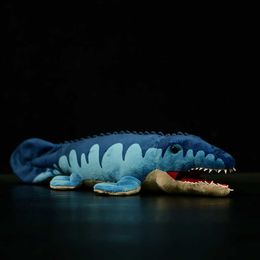 45cm Surper Cute Mosasaurus Soft Stuffed Plush Toy Simulation Blue Dinosaur Doll Model Real Life Sea Animal For Kids Mxas Gift H0824