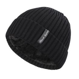 2021 New Fashion Winter Solid Colour Fleece Knit Beanie Women Men Thick Lining Plus Velvet Casual Hat Warm Soft Cap