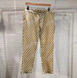 20SS France latest spring summer fashion Italy pant Golden brown Jacquard men women casual cotton Baseball triangle pants blue