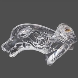 Plastic Male Chastity Devices Animal Wolf Dog Head Cock Cage Penis Ring sex toys for men with 4 size ring Cock Lock Sex Toy 210324